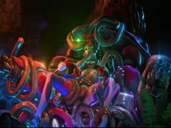 Cyborg anime girl got tentacles fucking her